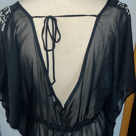 Joe Boxer Sz XL swimsuit Cover Up Sheer Black/ White Embroidered trim. NWOT - Picture 6 of 7
